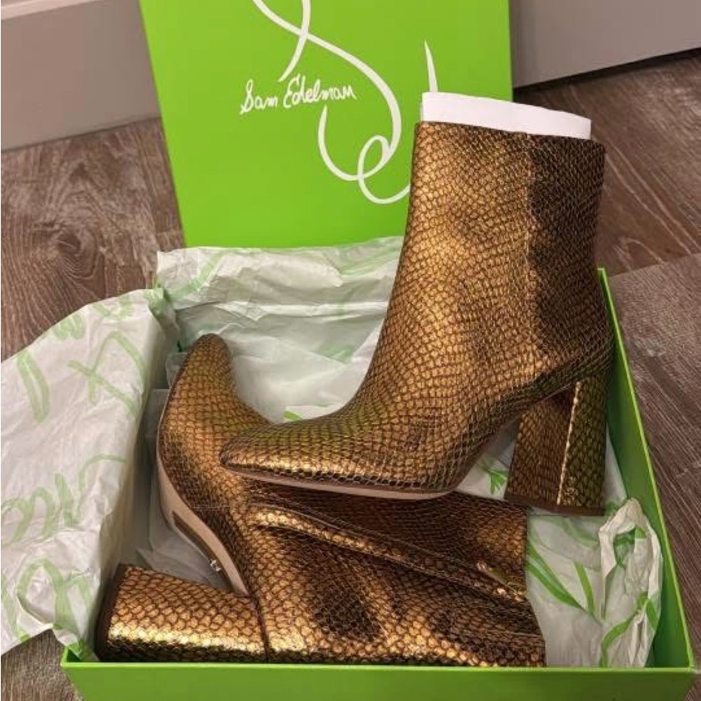 Sam Edelman Metallic Gold Ankle Booties